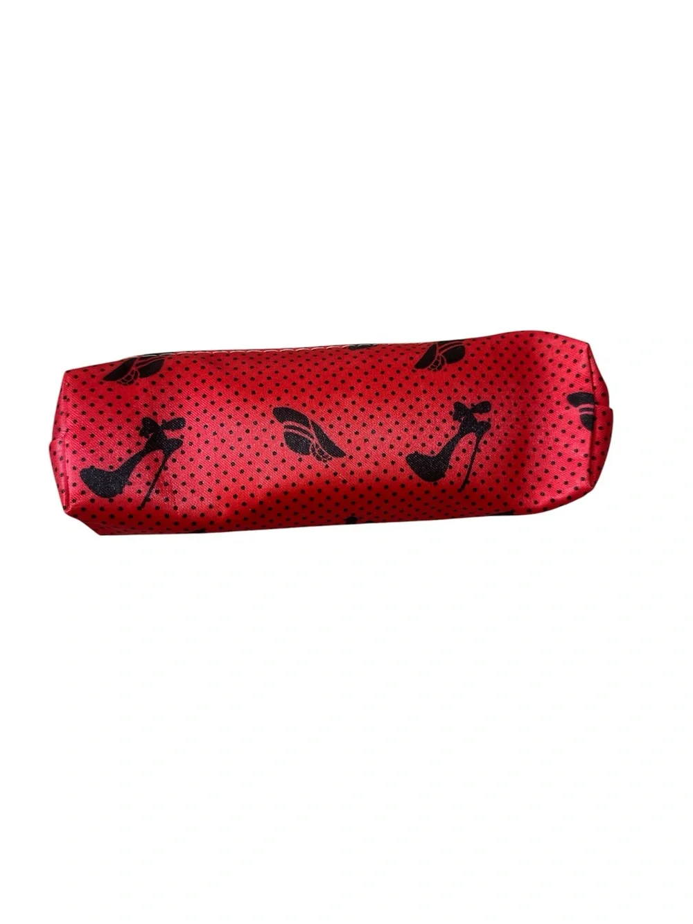 Red and Black Polka Dot Pencil Case with high heels and hats design NIP